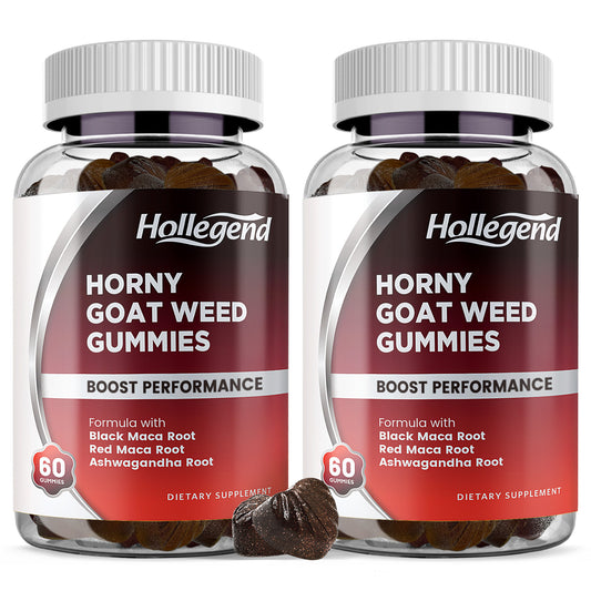 Horny Goat Weed Gummies 1000mg for Men & Women, New Formula with Maca Root (Black & Red), Ashwagandha Root, Natural Energy Boost, Vegan, Strawberry Flavor, 120 Chewables