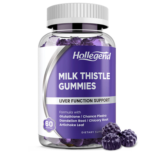 Organic Milk Thistle Gummies, New Liver Support Formula with Glutathione Dandelion Chicory Artichoke, Liver Cleanse Detox & Repair Supplement, 60 Chewables
