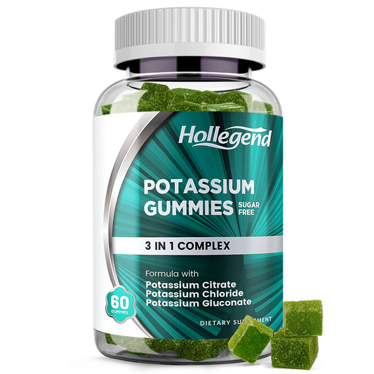 Potassium 3 in 1 Complex Gummies Sugar Free, New Formula with 99mg Potassium Citrate, Potassium Chloride, Potassium Gluconate, Leg Cramps & Muscle Supplements, 60 Chewables
