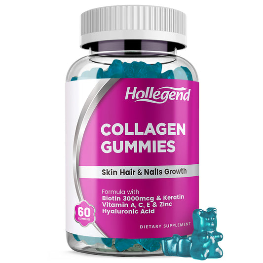 Collagen Gummies for Women & Men Anti Aging, Biotin, Vitamin A, C, E, Zinc, Hyaluronic Acid, Keratin, Skin Tightening, Hair & Nails Growth, Collagen Peptides Type 1&3, 60 Chewables